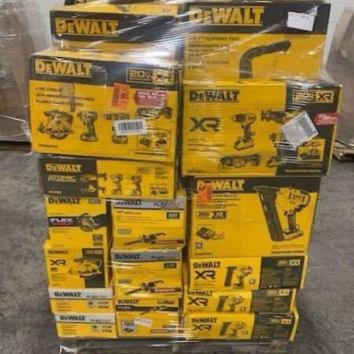 dewalt tools pallet boxed, pallet-wrapped and strapped
